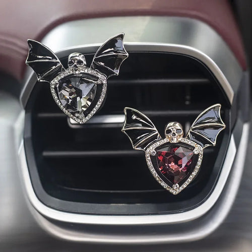 1pc Car Vent Clip Bat Skull Shape Rhinestone Decor Car Air Vent Clip Aromatherapy Perfume Accessory Car Interior Accessories
