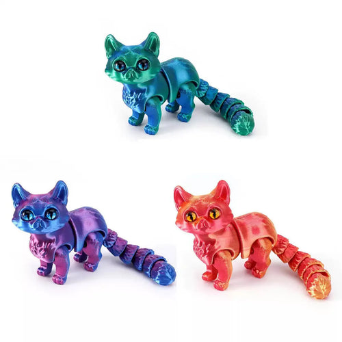 1/2/3/6pcs Colorful Candy Cat 3D Printed Movable Joint Simulation Mini Candy Cat Action Figures Desktop Ornament Birthday Gifts