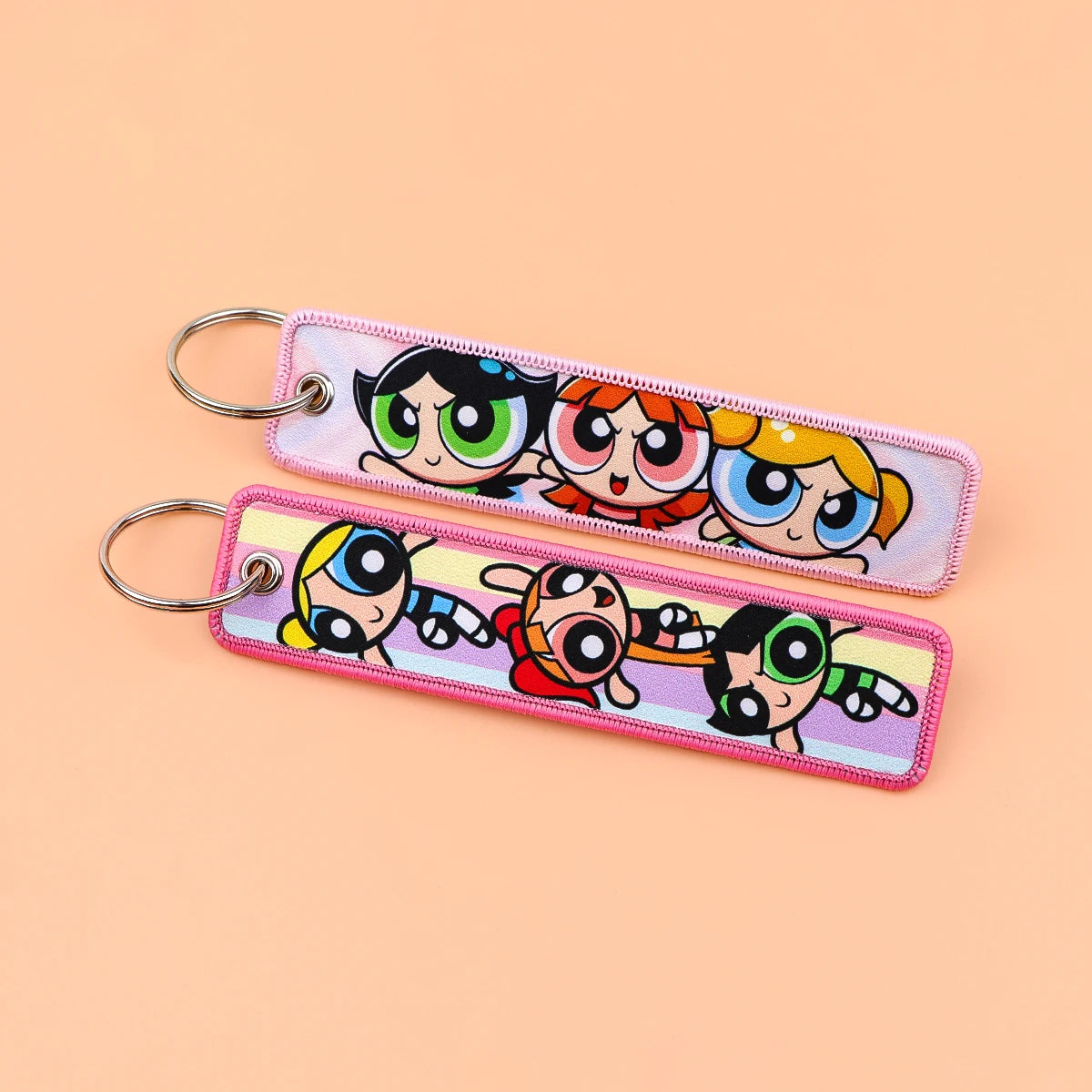 Vibrant Girls Embroidery Key Fob Key Tag For Motorcycles Cars Backpack Keychain Fashion Keyring Gifts for Men Women Accessories