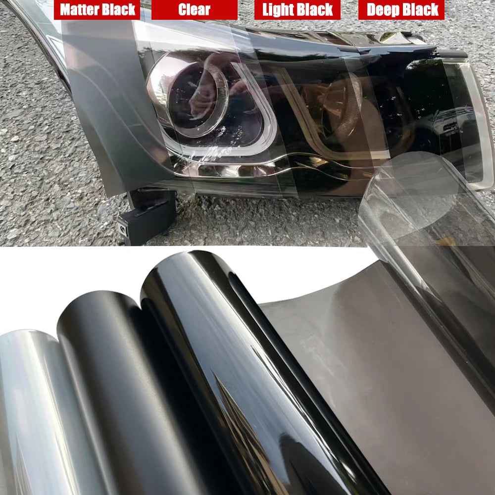 Gloss Transparent Light Black Smoke PVC Film Tint Headlight Taillight Wrap Cover Film Foil Sticker Diy Auto Waterproof Stickers
