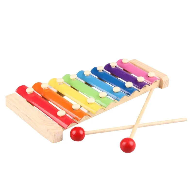 Kids Wooden Musical Instrument Toys Educational Montessori Early Learning Toys Baby Rattle Bell Drum Xylophone Toy Children Gift