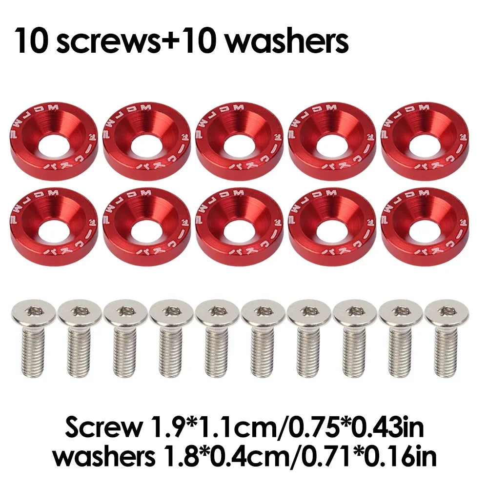 JDM Fender Washers M6 Bolt Set Car Modification Gasket Screw Fender Bumper Engine Aluminum Concave Screws Hex Fastener for Honda