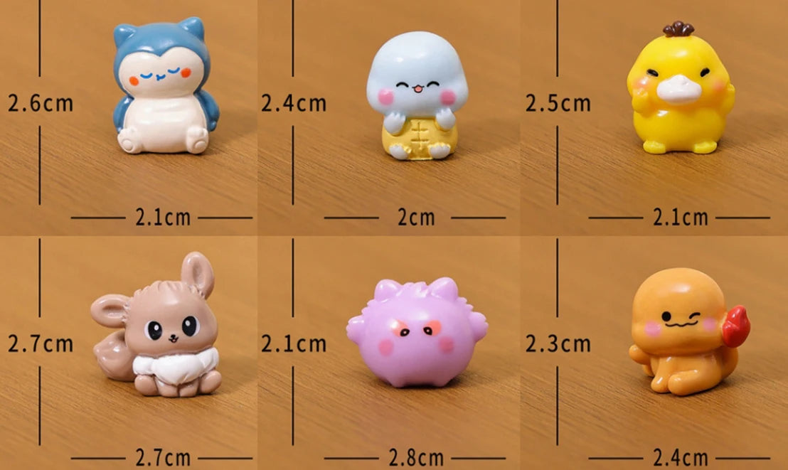6Pcs/Set Pokemon Pikachu Anime Figures Cute Charmander Bulbasaur Luminous Kawaii Ornament Collection Q.ver Toy For Adult Gift