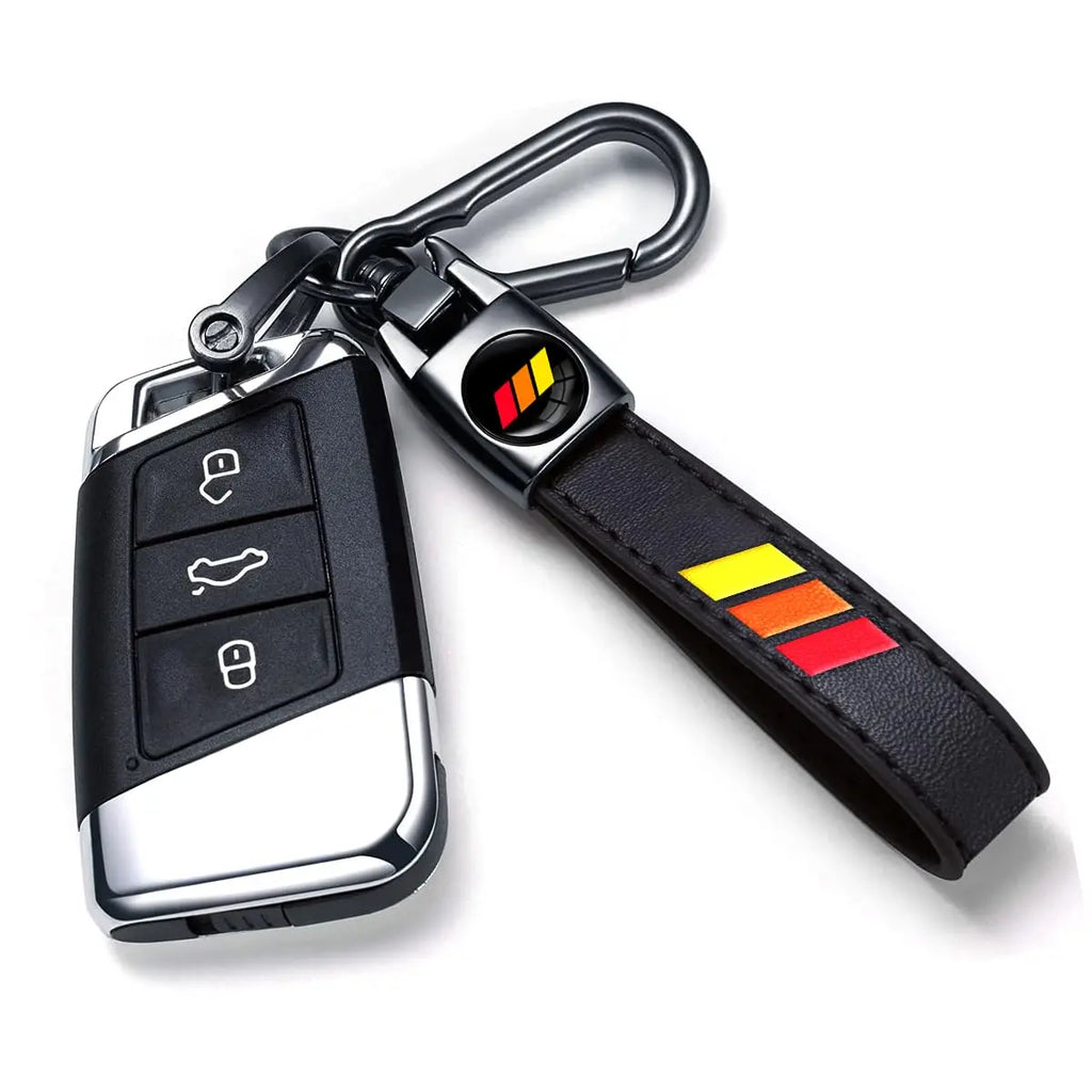 5Pcs Leather Keychain for Toyota Tacoma 4Runner Tundra TRD Camry Rav4 Metal Key Chain With Tire Valve Stem Caps Car Accessories