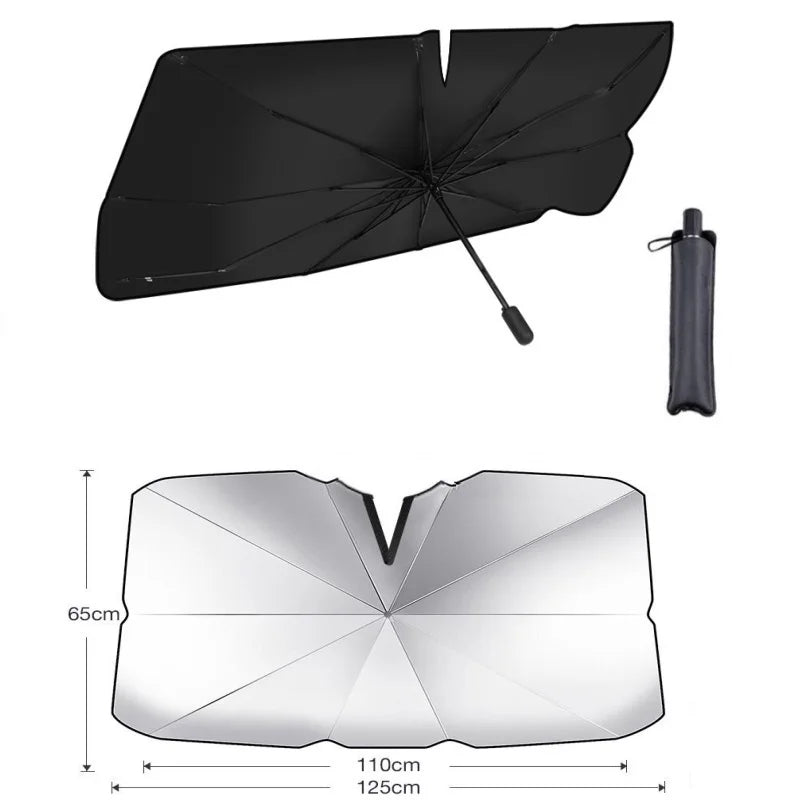 125cm 140cm Foldable Car Windshield Sun Shade Umbrella UV Cover Sunshade Heat Insulation Front Window Interior Protection