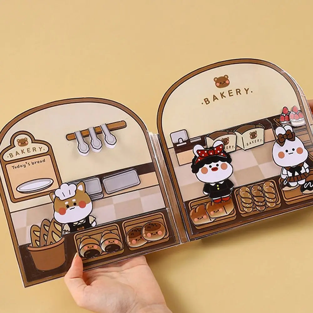 Paper Waffle Quiet Book Colorful Fried Chicken Cartoon Busy Book Convenience Store Handmade Toy Snack Bar Sticker Game