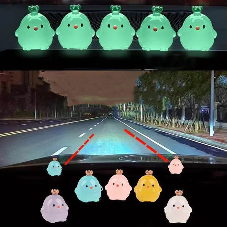 6PCS Driving Assistance Signs Luminous Chicken Safety Points Inside The Car ,Car Point Marking, Car Center Console Decoration