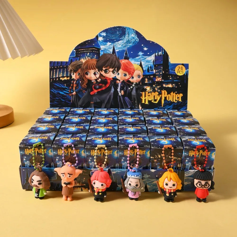 Harry Potter blind box keychain 12 PCS set, 3D PVC Hermione cartoon character mini doll pendant, collection of surprise box toys