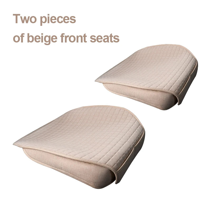 SEAMETAL Universal Flax Car Seat Covers Front Rear Breathable Linen Cushion Anti Slip Auto Seat Protector Mat Pad Four Seasons