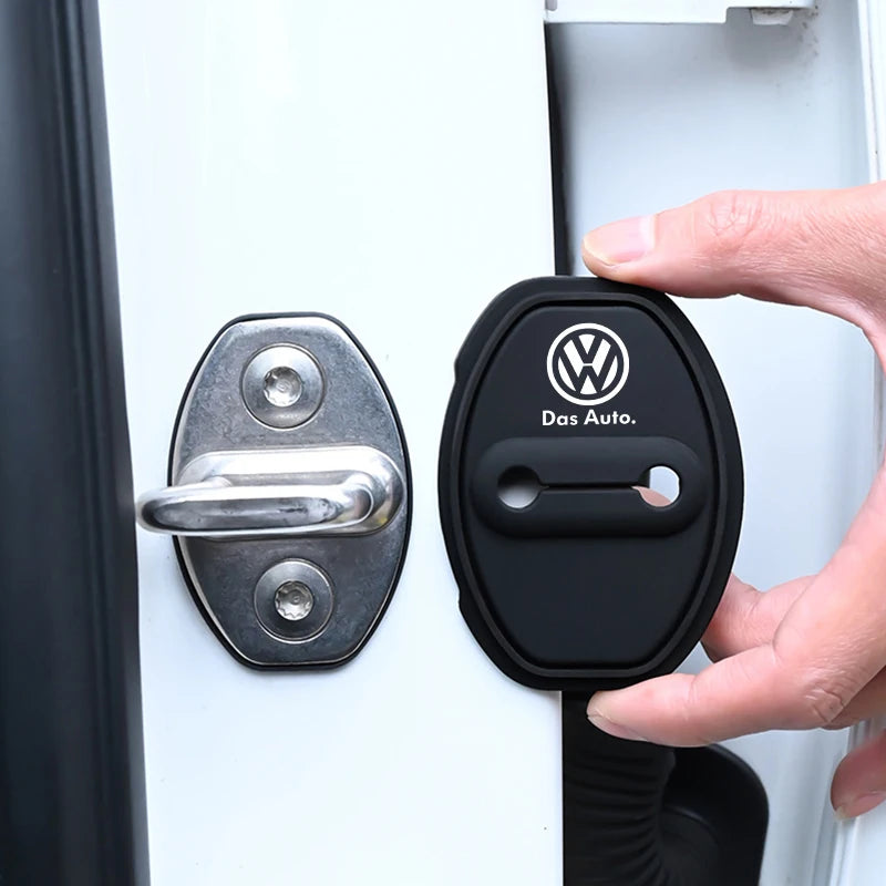 4pc Car Door Mute Damping Cushion Silicone Door Lock Buckle Door Protective Cover for VW Volkswagen Passat Rline Golf GTI Bora