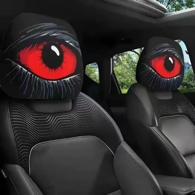 2pc Halloween Face Printed Car Pillowcase Soft Comfortable Decorative Washable Polyester Fabric Cushion Cover Auto Seat Headrest