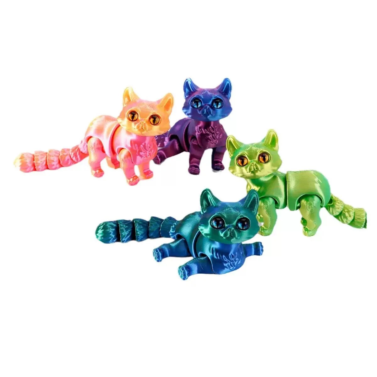 1/2/3/6pcs Colorful Candy Cat 3D Printed Movable Joint Simulation Mini Candy Cat Action Figures Desktop Ornament Birthday Gifts
