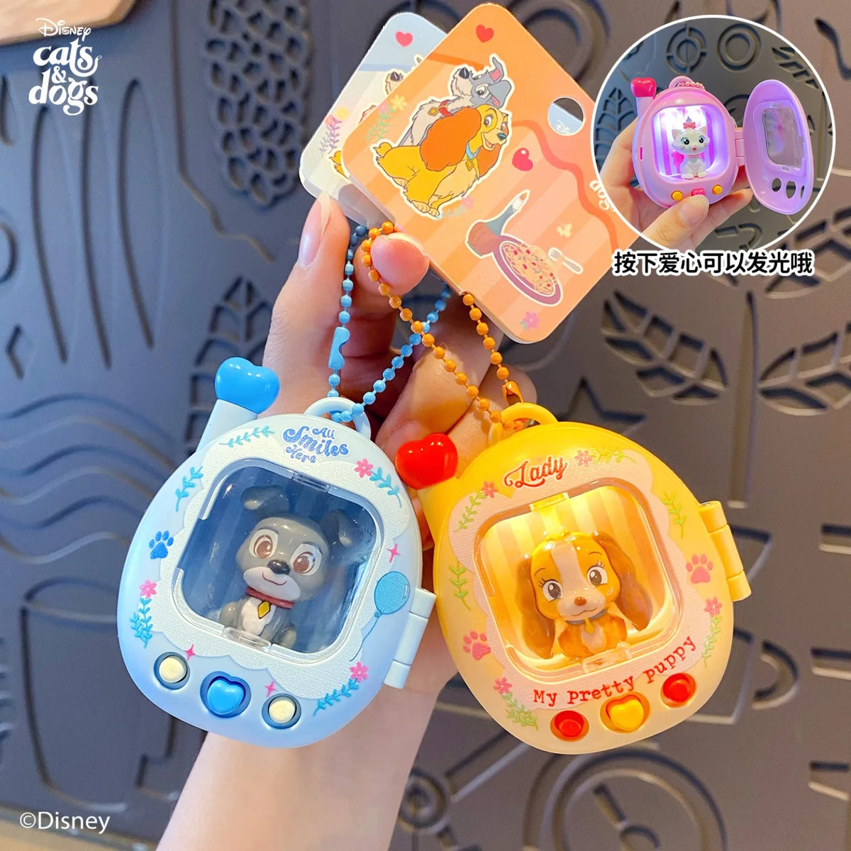 Duo Set Cartoon Anime Lady and The Tramp Cat Dog Action Figure Doll Toy Funny KeyChain Decoration Gifts for Friends