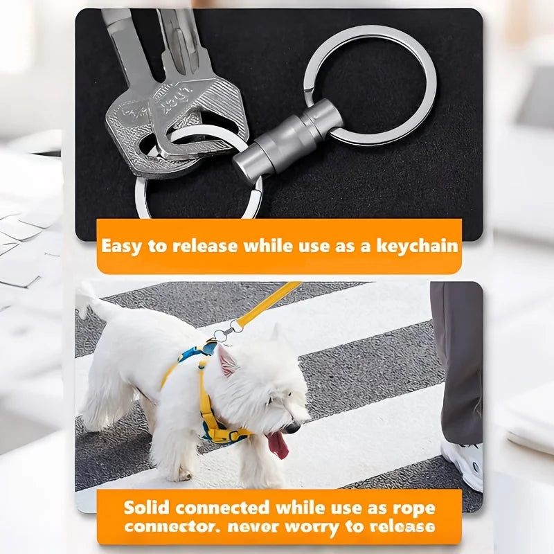 Titanium Alloy 360-Degree Rotating Self-Locking Keychain — Quick-Release Key Fob with Retractable Design and Carabiner Clip