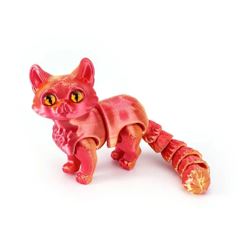 1/2/3/6pcs Colorful Candy Cat 3D Printed Movable Joint Simulation Mini Candy Cat Action Figures Desktop Ornament Birthday Gifts