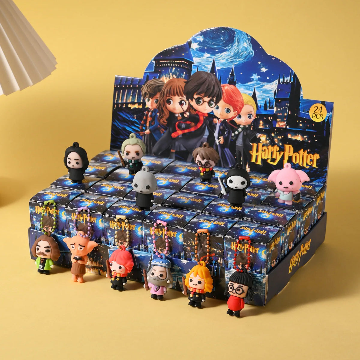 Harry Potter blind box keychain 12 PCS set, 3D PVC Hermione cartoon character mini doll pendant, collection of surprise box toys