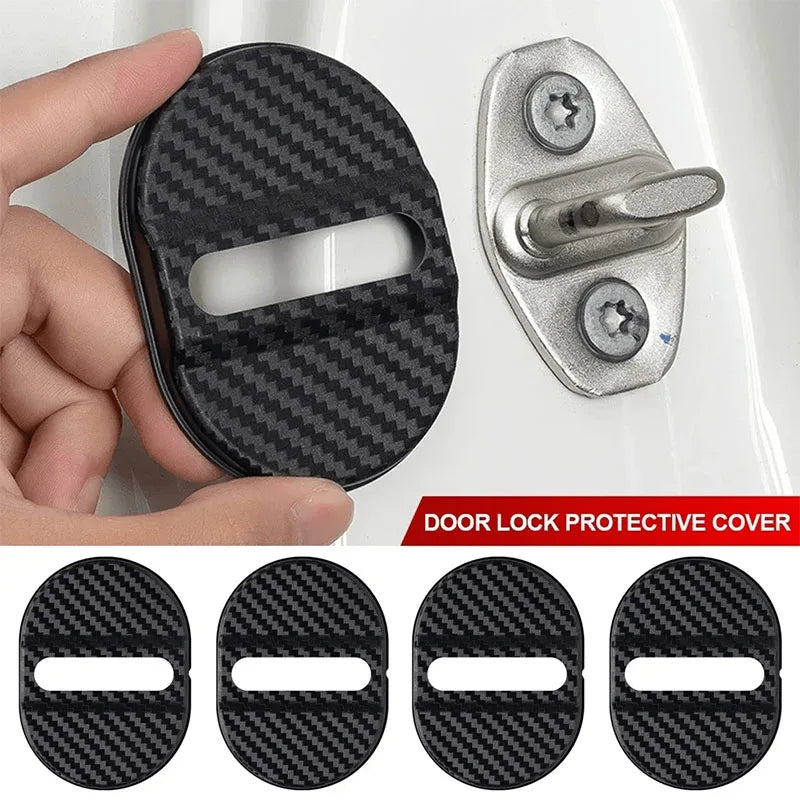 4Pcs Universal Door Lock Covers Shock-Absorbing Noise-Reducing Waterproof Protector Easy Stick-on for Sedan SUV