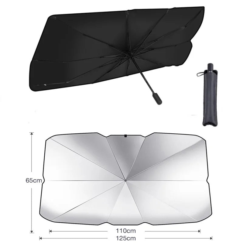 125cm 140cm Foldable Car Windshield Sun Shade Umbrella UV Cover Sunshade Heat Insulation Front Window Interior Protection