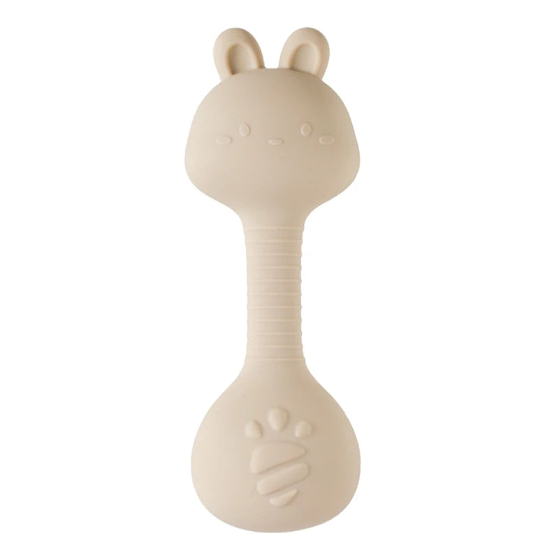 Baby 0-12 Months Rattle Toys Silicone Chewing Dumbbel Baby BPA Free Teether Toys Newborn Rattle Toys Infant Teething Gift Rattle