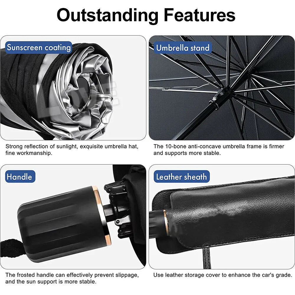 125cm 140cm Foldable Car Windshield Sun Shade Umbrella UV Cover Sunshade Heat Insulation Front Window Interior Protection