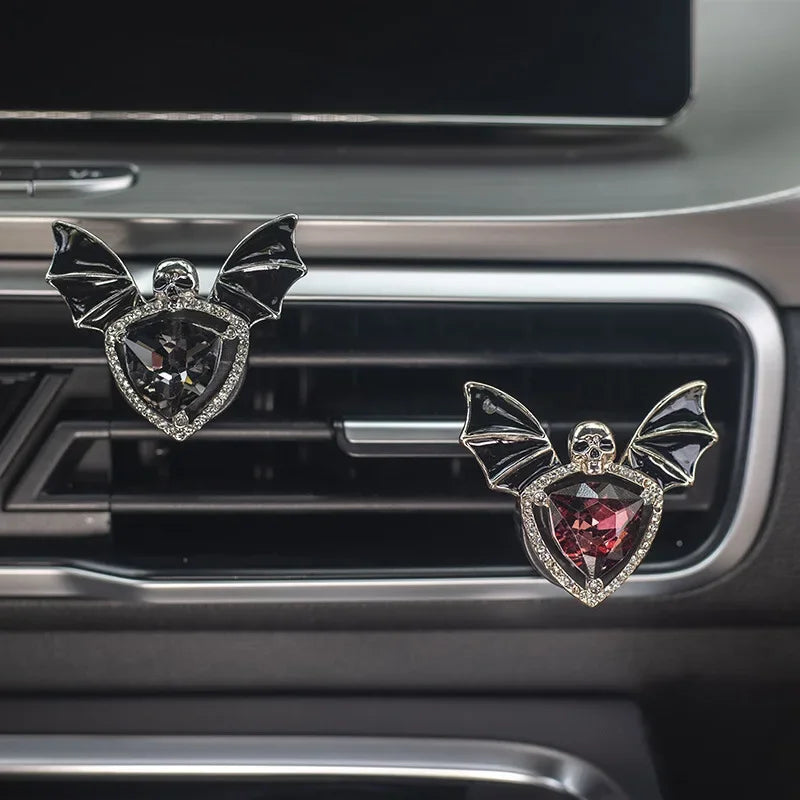 1pc Car Vent Clip Bat Skull Shape Rhinestone Decor Car Air Vent Clip Aromatherapy Perfume Accessory Car Interior Accessories