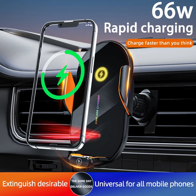 Car Wireless Phone Holder Stand 66W Fast Charging Station Charger Auto Infrared Induction for IPhone 15 14 13 12 Samsung Xiaomi