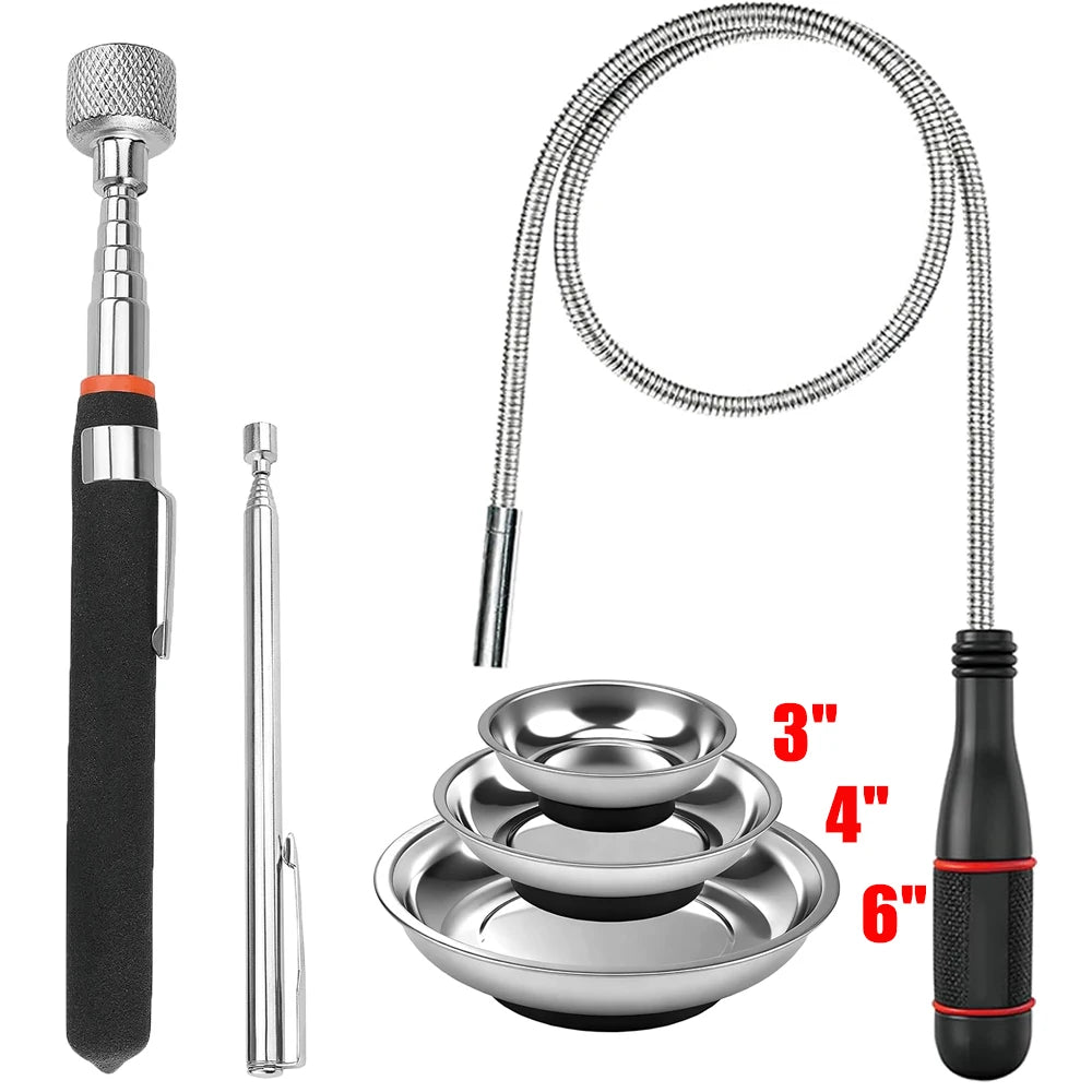 Hot Telescoping Magnetic Pickup Tool Magnetic Parts Trays Magnet Flexible Spring Stick Car Accessories Automotive Tools For BMW