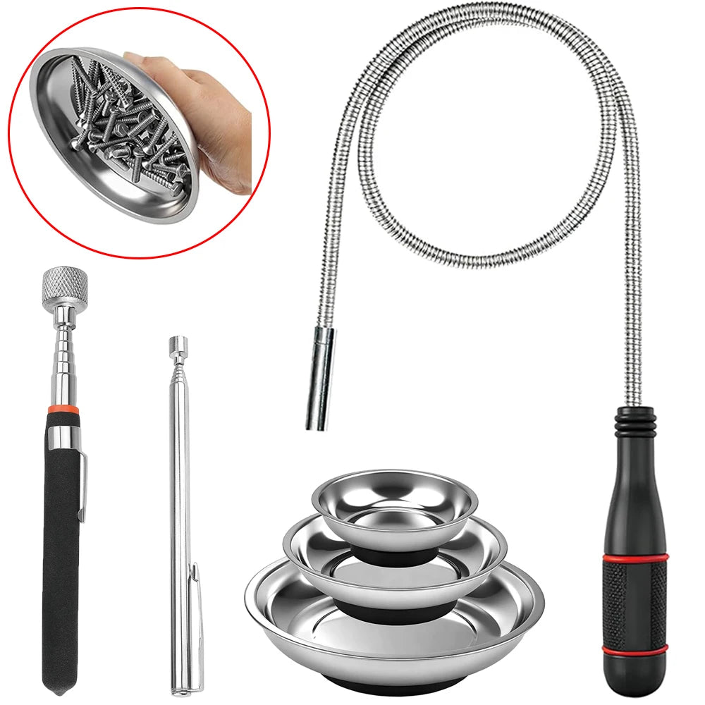 Hot Telescoping Magnetic Pickup Tool Magnetic Parts Trays Magnet Flexible Spring Stick Car Accessories Automotive Tools For BMW