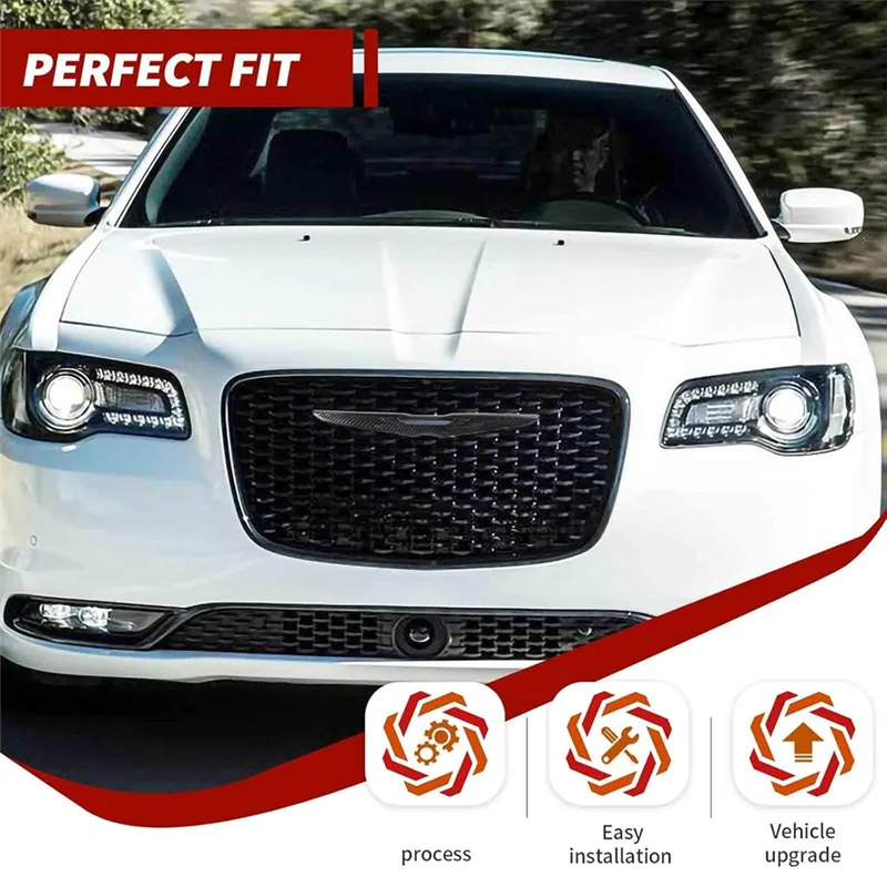 Front Rear Emblem Molding Trim For Chrysler 300 300C 2015-2023 Carbon Fiber Accessories