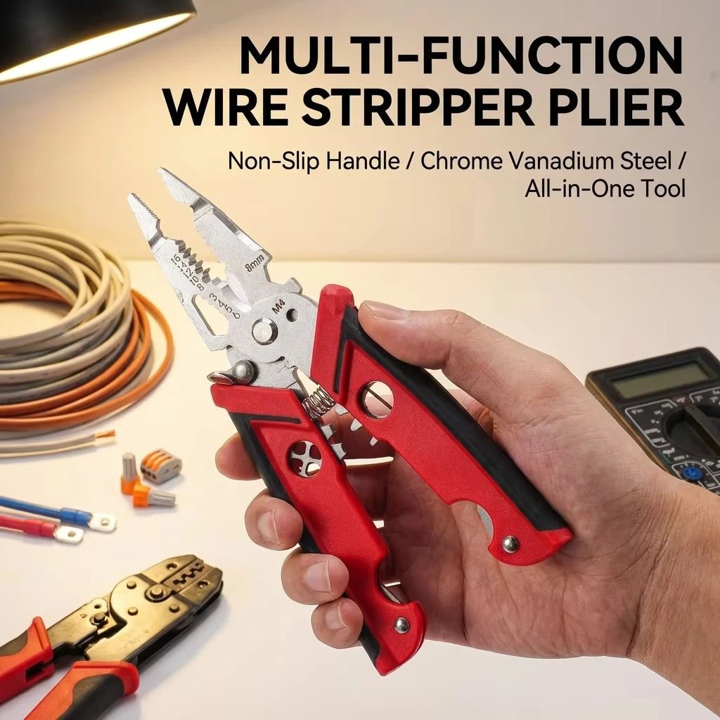 1pc 18 in 1 Electrician Pliers Wire Stripper Crimper Pliers Crimping Cutting Car Multifuntion Professional Electrician hand tool