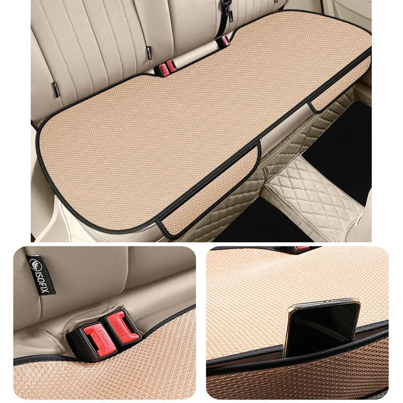 Universal Breathable Car Seat Cushion Non-slip Wear-resistant Rear Seat Cushion Solid Color Ice Silk Auto Protector Mat Pad
