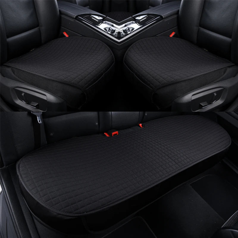 SEAMETAL Universal Flax Car Seat Covers Front Rear Breathable Linen Cushion Anti Slip Auto Seat Protector Mat Pad Four Seasons