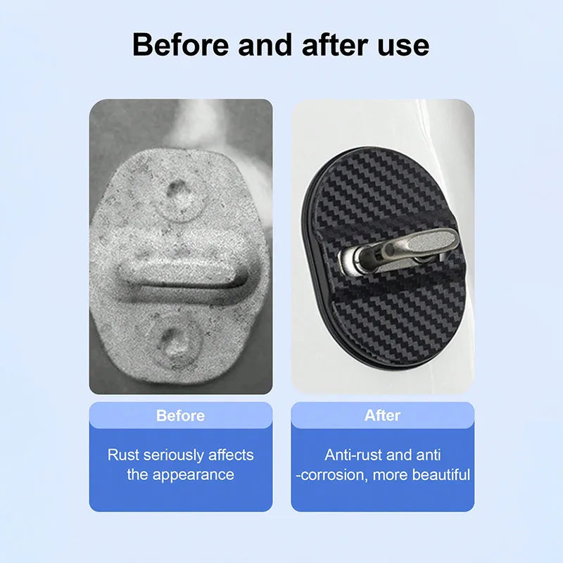 4Pcs Universal Door Lock Covers Shock-Absorbing Noise-Reducing Waterproof Protector Easy Stick-on for Sedan SUV