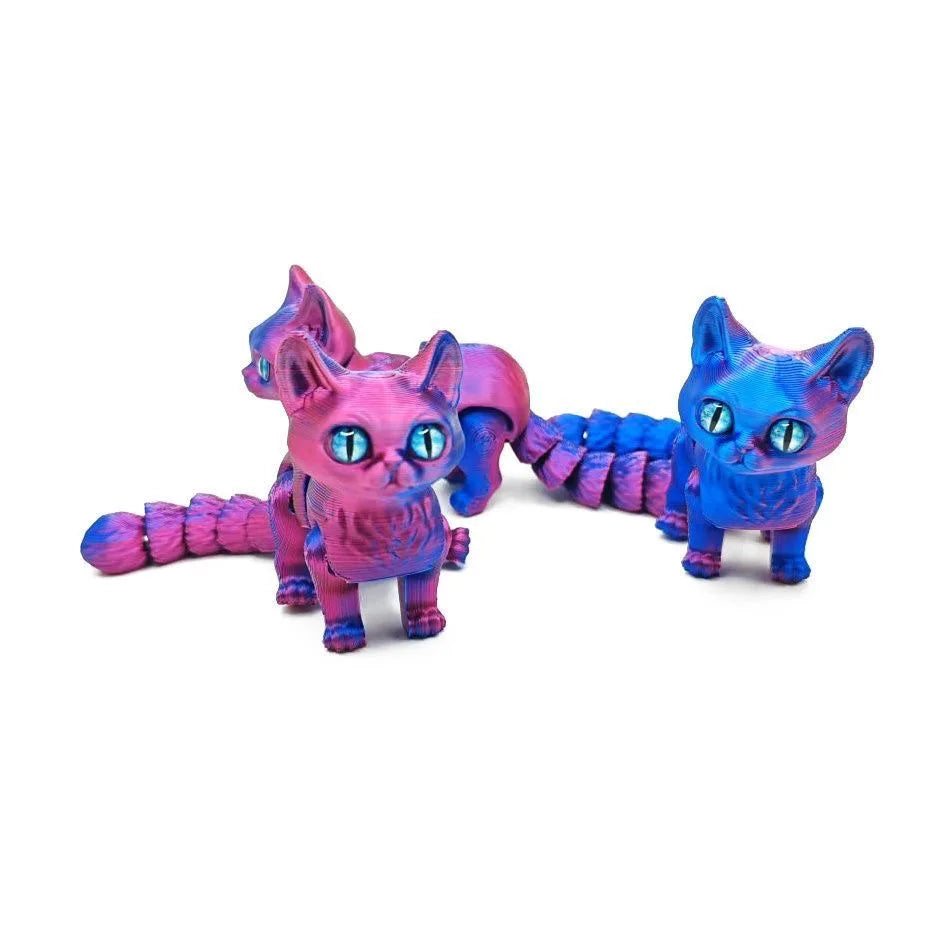 1/2/3/6pcs Colorful Candy Cat 3D Printed Movable Joint Simulation Mini Candy Cat Action Figures Desktop Ornament Birthday Gifts